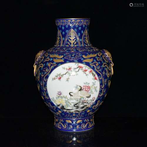 Sapphire blue and gold grilles birds and animals head bottle...