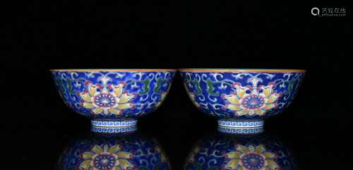 More fonts sapphire blue glaze enamel flower bowl of a pair ...