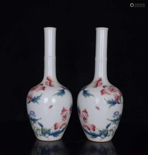 GuYueXuan colored enamel floral print flask pair;29 x12.8460...