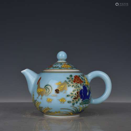 Chenghua colour blue glaze colorful family pot of antique va...