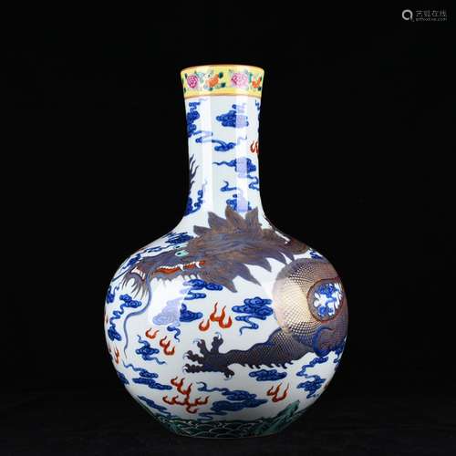 Blue and white paint YunLongWen tree antique vase 200304 ant...