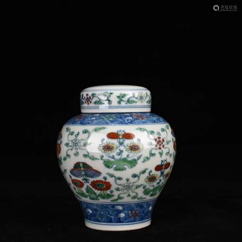 Chenghua bucket butterfly love pattern cover pot antique vas...