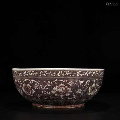 Youligong red to tie up branch peony grains bowl of 16 cm * ...