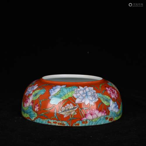 Red pastel lotus patterns round wash the writing brush washe...