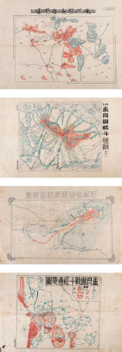 1947年 孟良固战斗地图 纸本四页