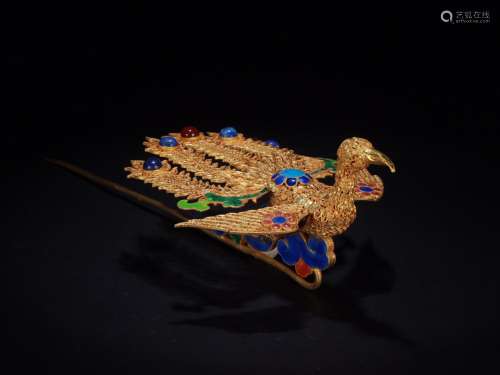 : silver and gold phoenix hairpinSize: 23.3 cm wide and 10.3...