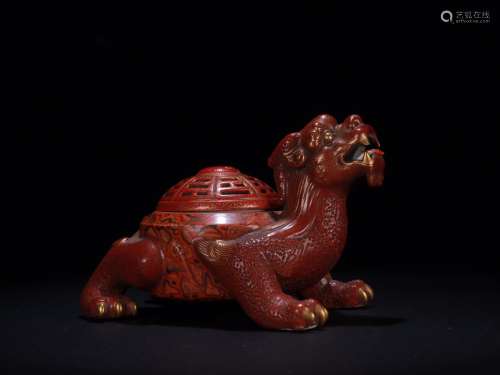 : wood grain glaze dragon turtle smoked incense burnerSize: ...