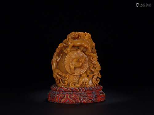 : the three bush, tian Huang Longwen bullaeSize: 9.4 cm wide...