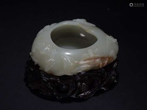 : hetian jade seed makings wufu life of writing brush washer...