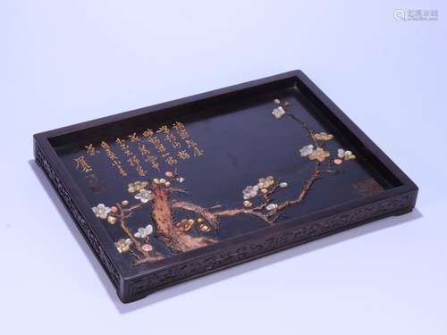 : lobular rosewood treasure plum flower grain tea traySize: ...