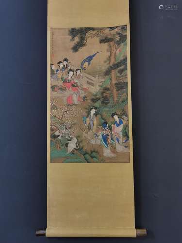 , Su chen, fine silk scroll, long-lived x71.2 figure 40.4