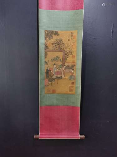 In the five dynasties, Gu Hong, fine silk scroll 57 x29 char...