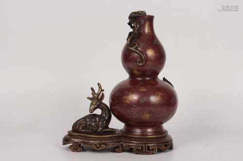 - antique copper glaze fu lu shou panlong gourd bottleHeight...