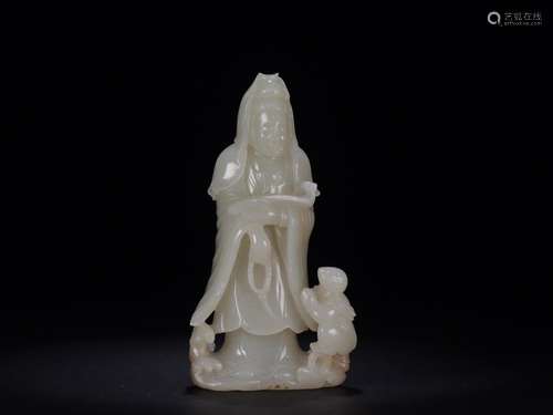 : hetian jade boy worship goddess of mercySize: 5.6 cm wide ...