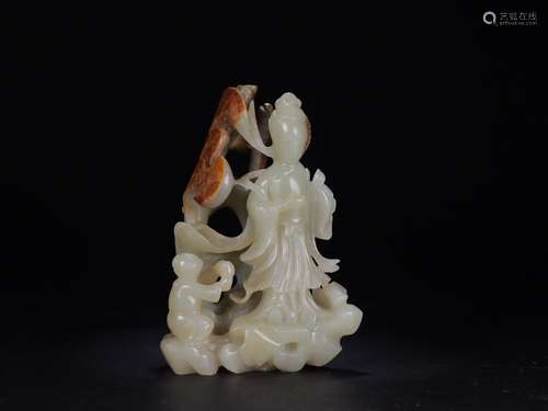 : hetian jade boy worship goddess of mercy furnishing articl...