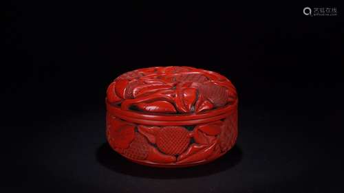 : carved lacquerware flowers lines cover boxSize: 11.5 cm in...