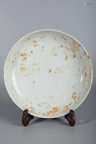 white glaze dragon plate4.5 cm diameter of 21.5 cm