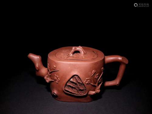 , celebrity old purple plum flower grain teapot.Fine sand mu...