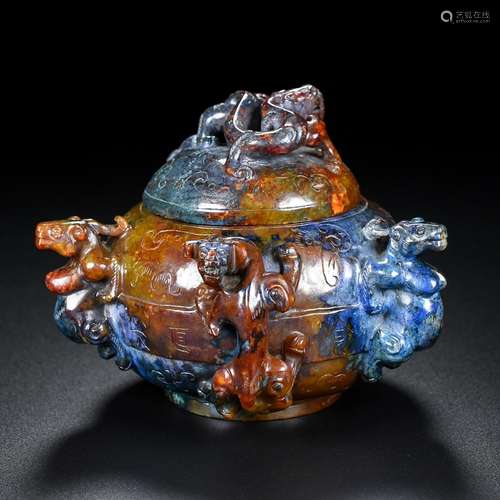 Hetian jade, furnaceThe jade is exquisite, patina massiness,...