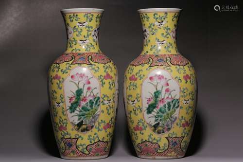 "" pastel window flower pattern design a pair of y...