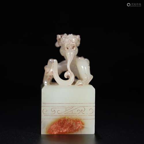 Hetian jade dragon seal, exquisite jade oil moisten, carver ...