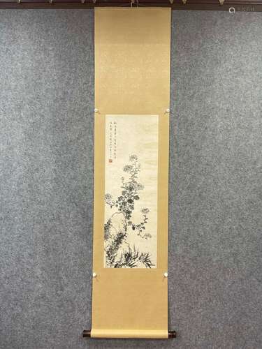 Zhang boju bamboo chrysanthemum picture printed vertical sha...