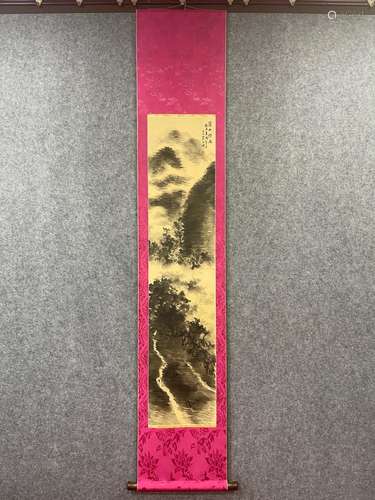 Wu Shixian khe sanh misty rain silk scroll vertical shaft dr...