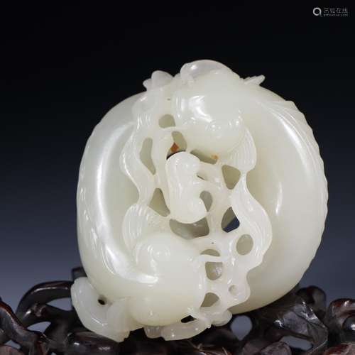 Hetian jade years more than the fish7.8 cm long, 6.6 cm wide...