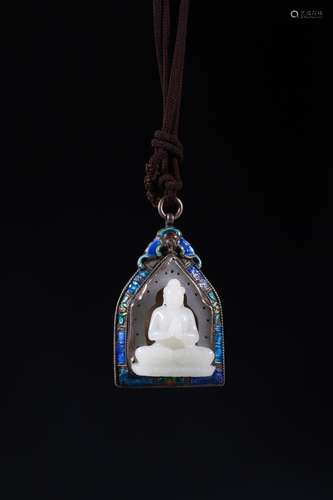 Mana burn, silver hetian jade inlaid with the Buddha.Specifi...