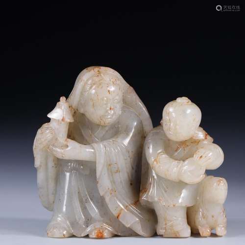 Hetian jade figures furnishing articles8.6 cm long, 3 cm wid...