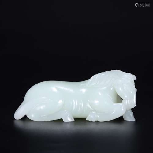 Hetian jade lying horsesSize 9 cm wide and 3.3 cm high 3.5 c...