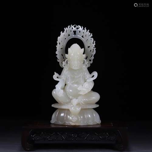 Hetian jade huang, the god of wealth Buddha 21 cm wide 11 cm...