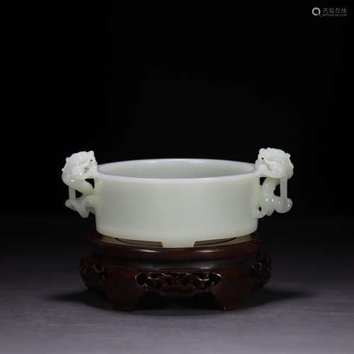 Hetian jade dragon playing a pearl incense burner high 18.5 ...