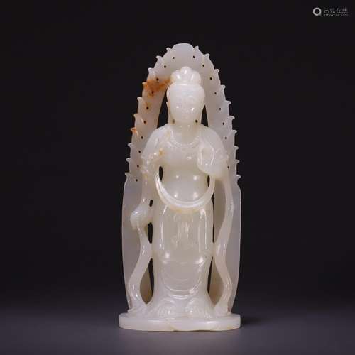 Hetian jade guanyin stand like, size: 15.3 * * * * 6.6 4.2 c...