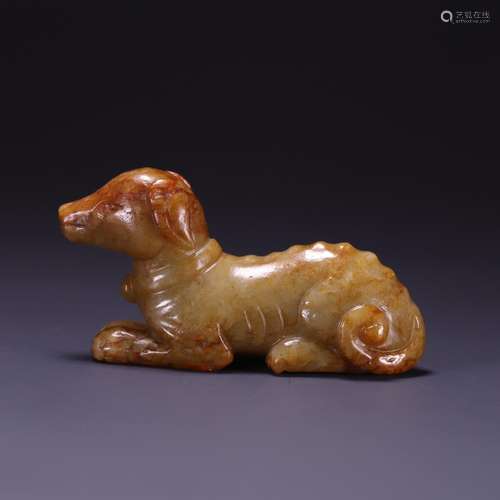 Hetian jade seed makings lie dog, size: 7.6 * * * * 2.3 3.9 ...