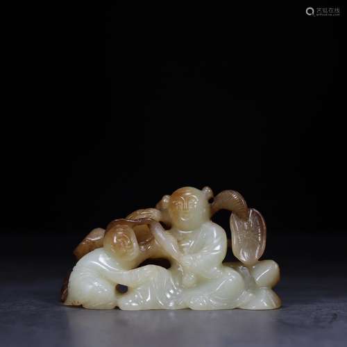 , hetian jade lotus lad 11 cm high 5.6 cm thick 3.7 cm long ...