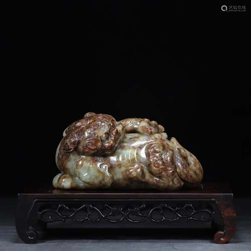 , hetian jade lion lion less 15 cm long 7 cm high 6.3 cm thi...