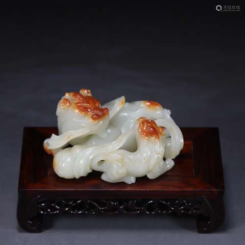 , hetian jade lion lion less 9 cm long, 5.5 cm wide 4.1 cm t...