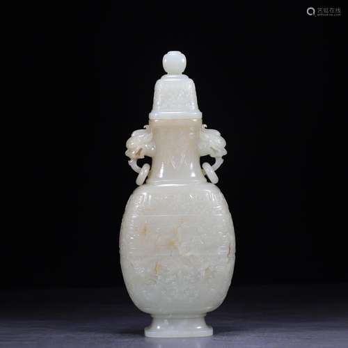 Jade, hetian jade gluttonous grain bottle 29 cm high 13 cm w...