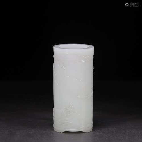 , hetian jade pen container 11 cm high caliber 5.4 weighs 37...