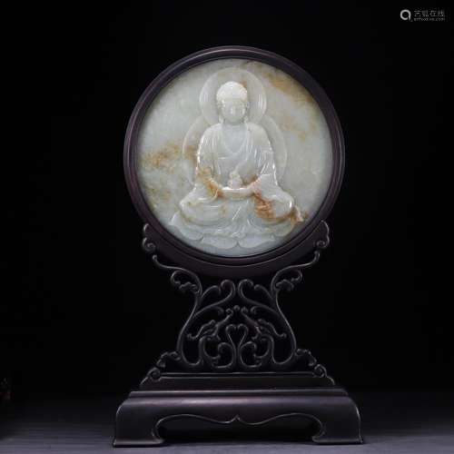 And hetian jade Buddha plaqueArrange ushering 40 cm base len...