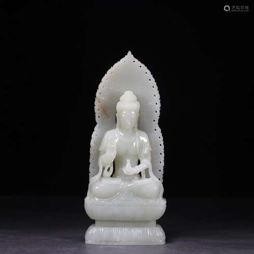 And hetian jade guanyin 13 cm high 3.6 cm wide and 9.6 centi...