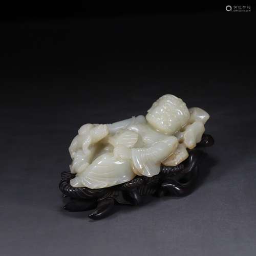 , hetian jade lion with the original play a net size 6.8 cm ...