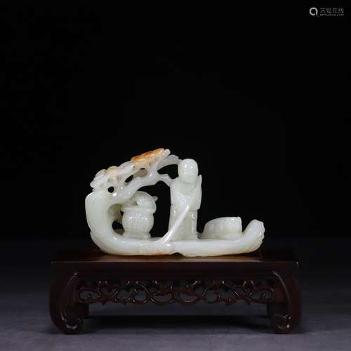 And hetian jade immortal by if high 6 cm long 10 cm thick 3....