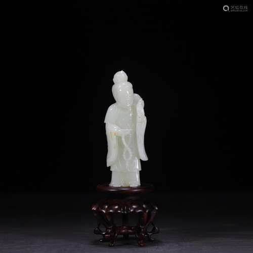 , hetian jade figure 12 cm high 3.3 cm wide and 4.4 centimet...