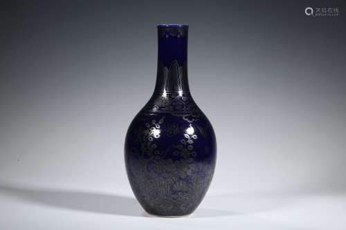 , blue glaze bottleSize, 24 x3