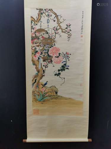 Chang, paper flowers and birdsSize, 130 x64