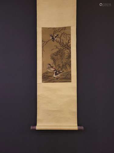 Heart tingxi silk scroll painting of flowers and paintingsSi...