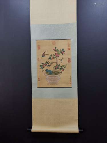 Flowers, tingxi silk scrollSize, 34.5 x47