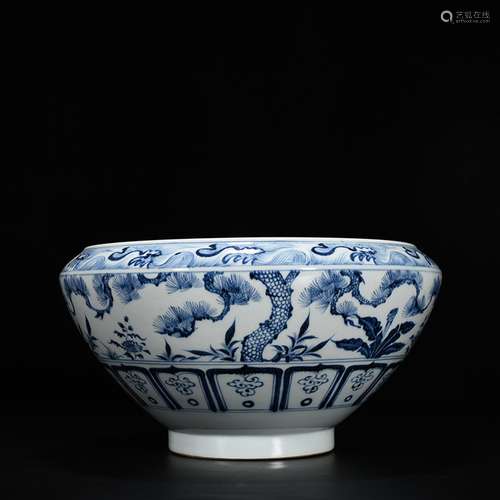 Blue and white shochiku MeiWen bowl 19 * 35, 2400 cm